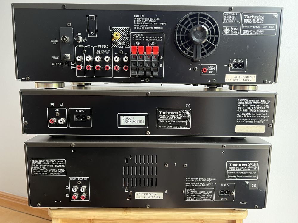 Wieża Technics amplituner SA-GX280 CD SL-PG470A Deck RS-TR373