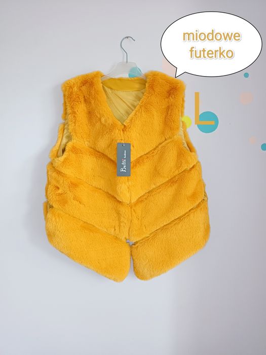 Kamizelka bezrękawnik futerko futro miodowe musztarda L