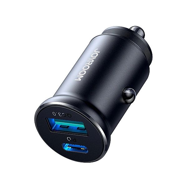 Mini ładowarka samochodowa Joyroom JR-CCN05/30W USB-A USB-C - czarna