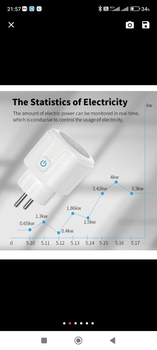 Розумна Wi-Fi розетка 20А з лічильником електроенергії Tuya Smart