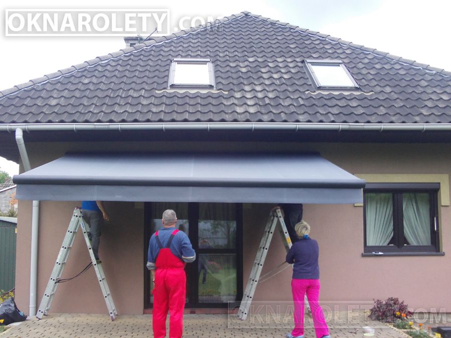 Markiza w kasecie 495x300 Silnik + LED Antracyt Olsztyn