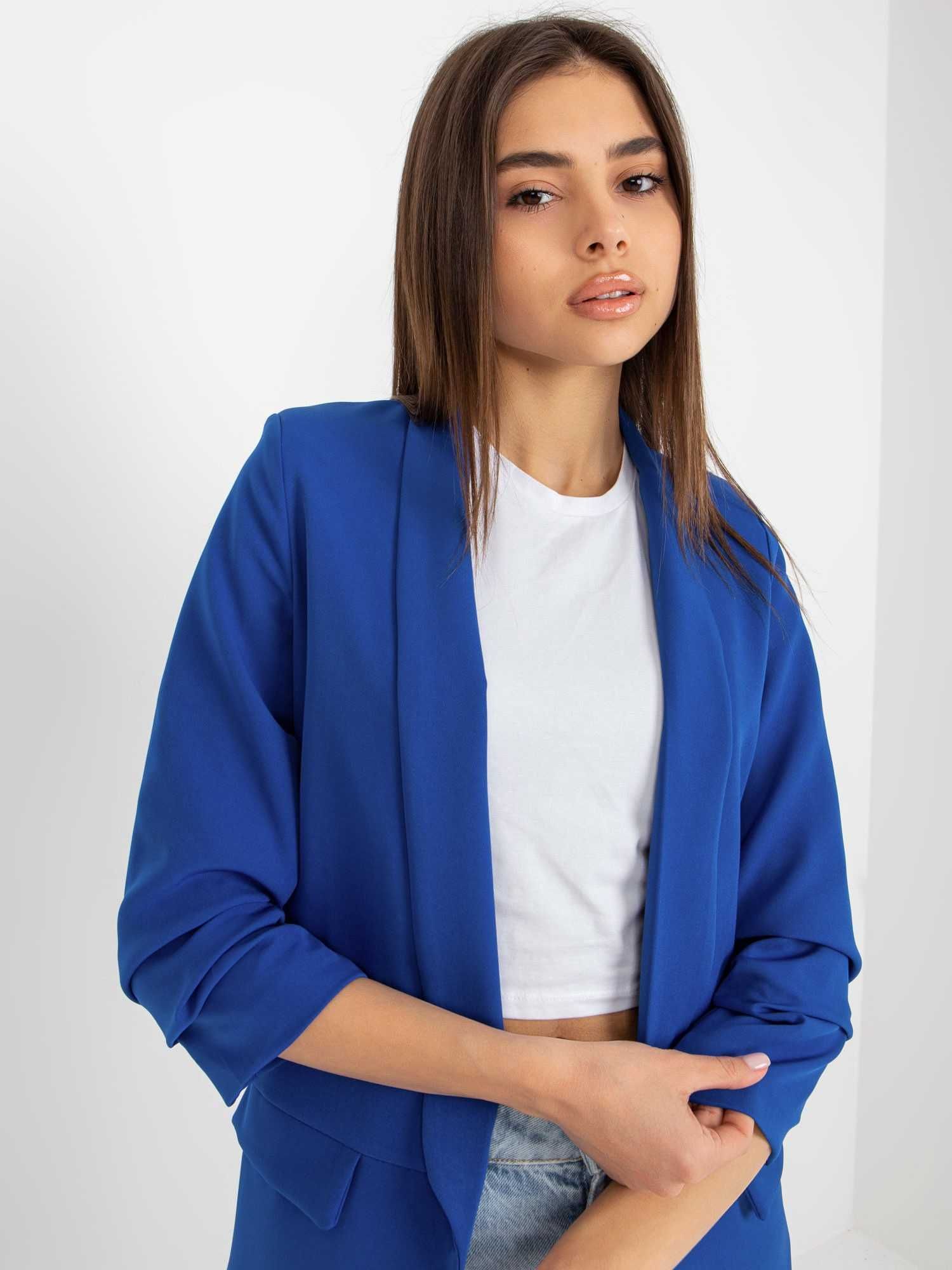 Marynarka Adela dark blue, rękaw 3/4 marszczony roz. L