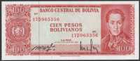 Boliwia 100 pesos bolivianos 1962 - Simon Bolivar - stan UNC