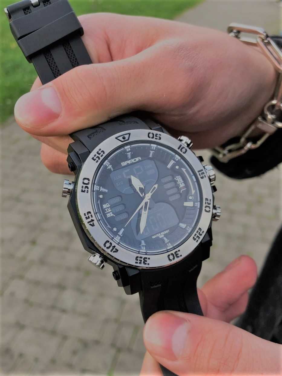 Годинник наручний чоловічий sanda black-silver