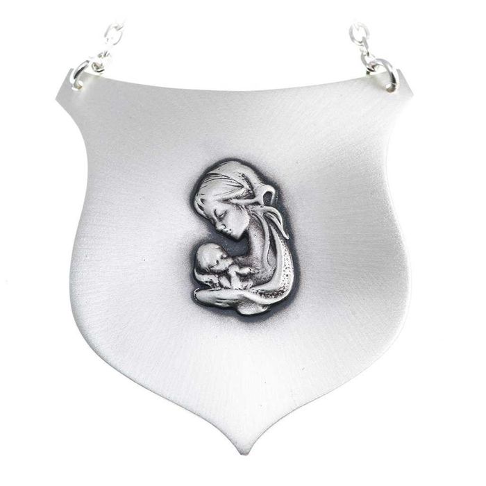 Ryngraf srebrny 925 Matka Boska z Dzieciątkiem 5,5x4,5cm R28/2