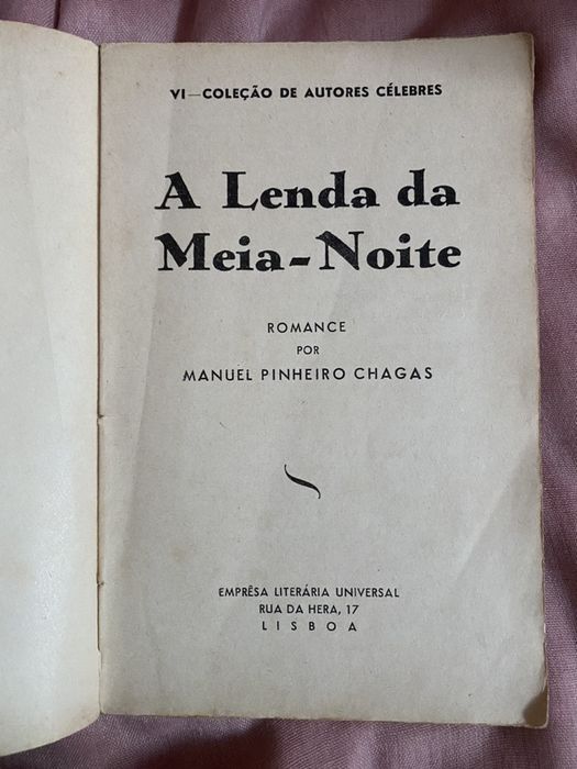 A Lenda da Meia Noite | M. Pinheiro Chagas (ediçao rara)