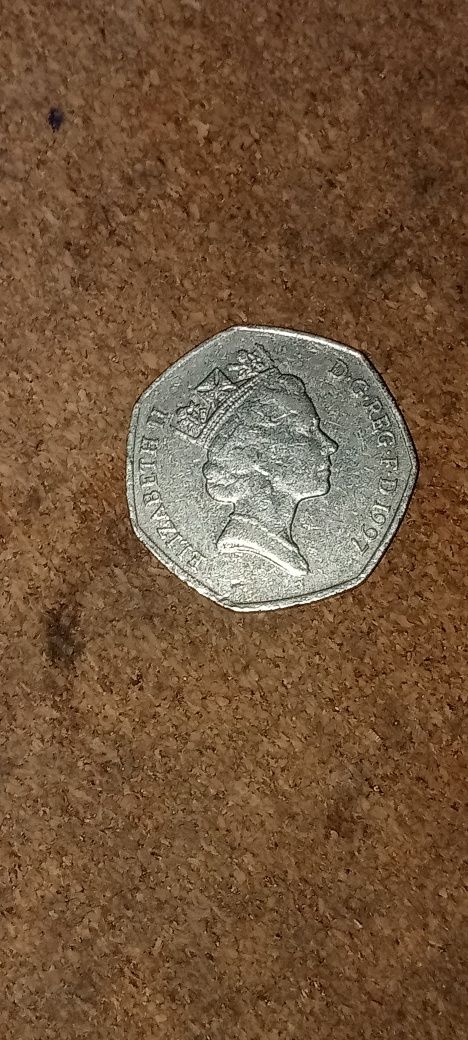 50 pence 1997 rainha Elizabeth II moeda britânica rara