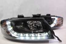 Lampy reflektory przednie przód AUDI A6 C5 97-01 H7 LED Dayline BALCK