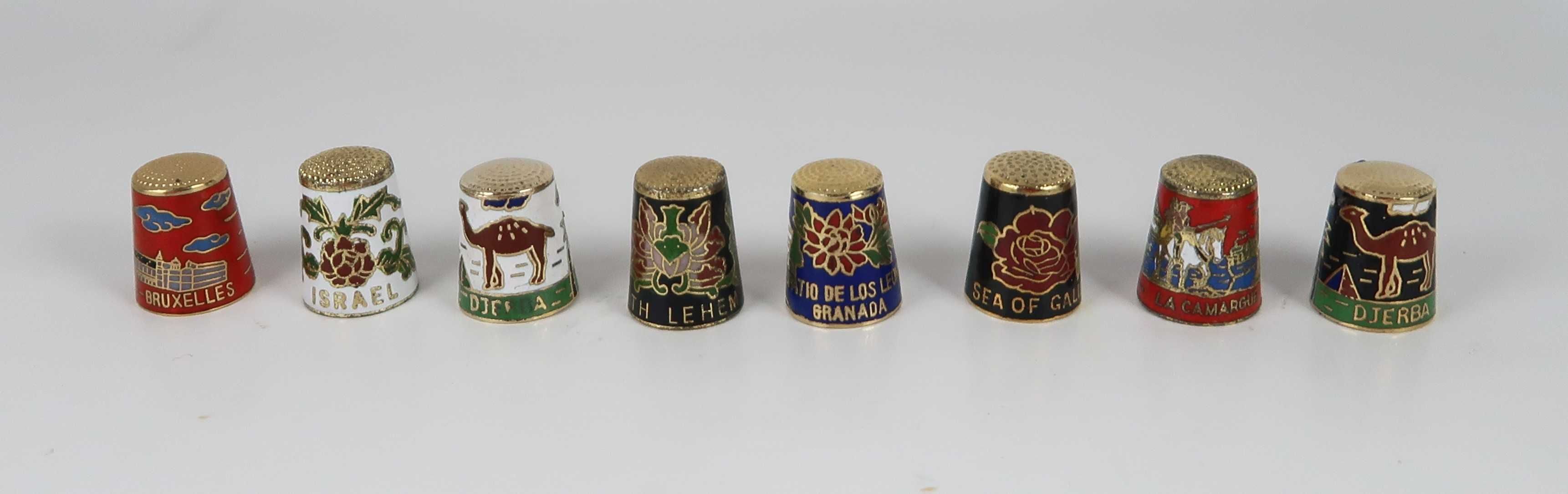 Coleção de dedais em esmalte de Cloisonné e madrepérola, CADA