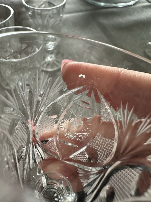 6szt kieliszki kryształ PRL stare komplet kieliszków do wódki małych