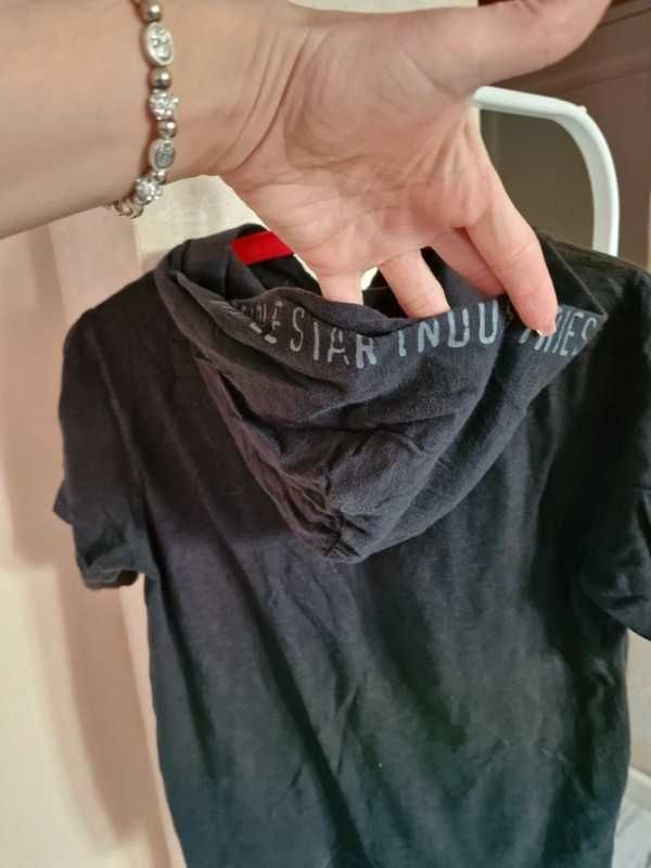 Grunt Jeans bluzka damska na krótki rękaw z kapturem, rozmiar M