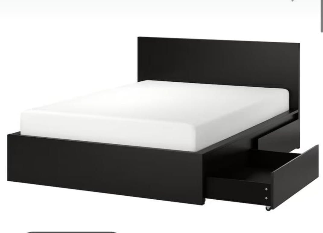 Cama casal gavetas + colchão IKEA