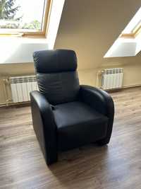 Fotel wypoczynkowy z masażem skóra ekologiczna
