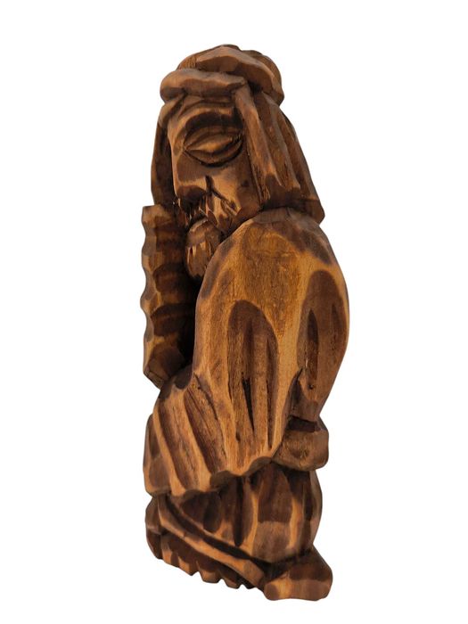 Rzeźba Jezus Chrystus Frasobliwy 20 cm Jasny Brąz Prawa Dłoń