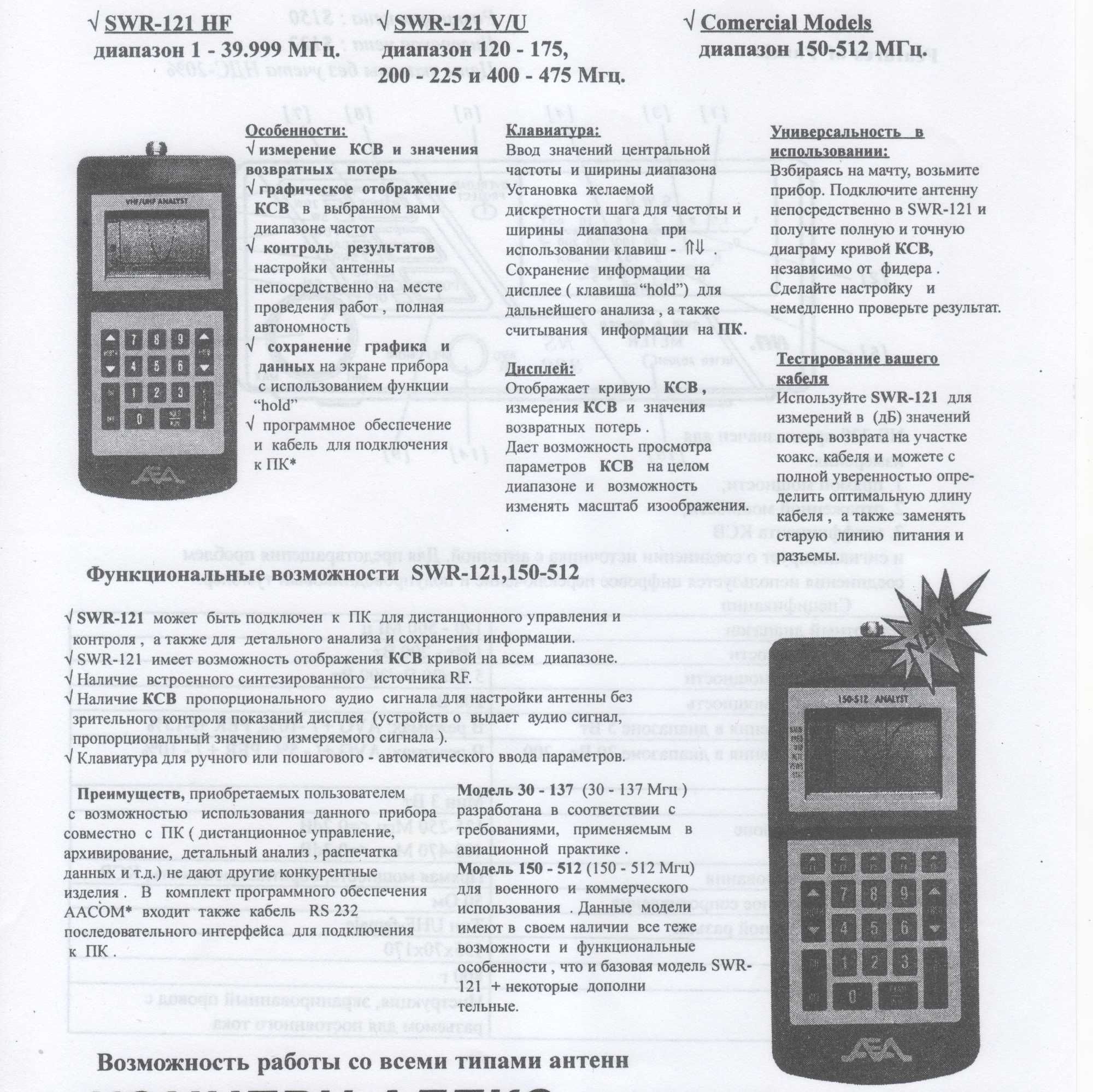 SWR-121 Antenna Analyst VHF/UHF