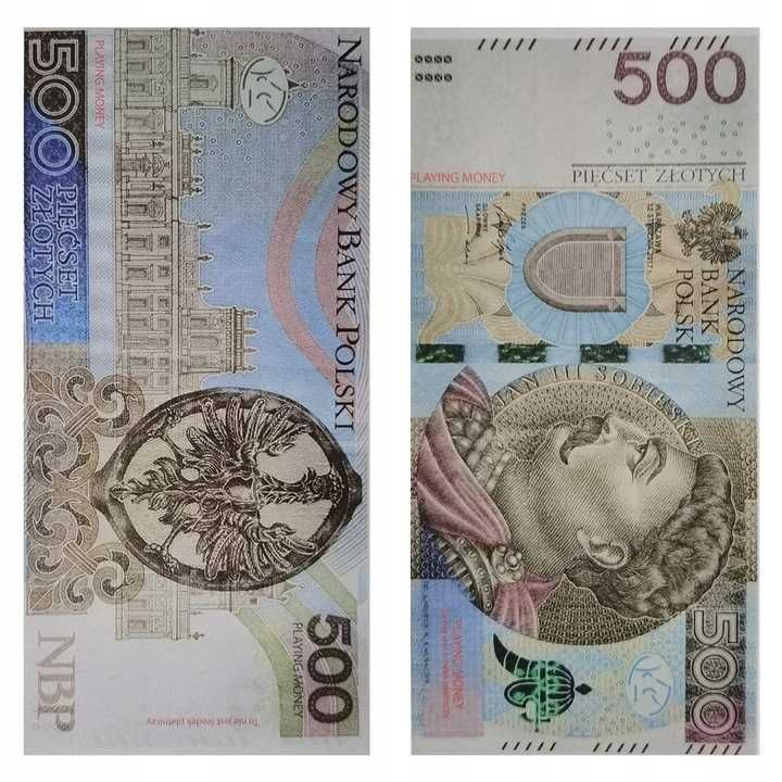 500 Złotych banknoty do zabawy i nauki plik 100szt