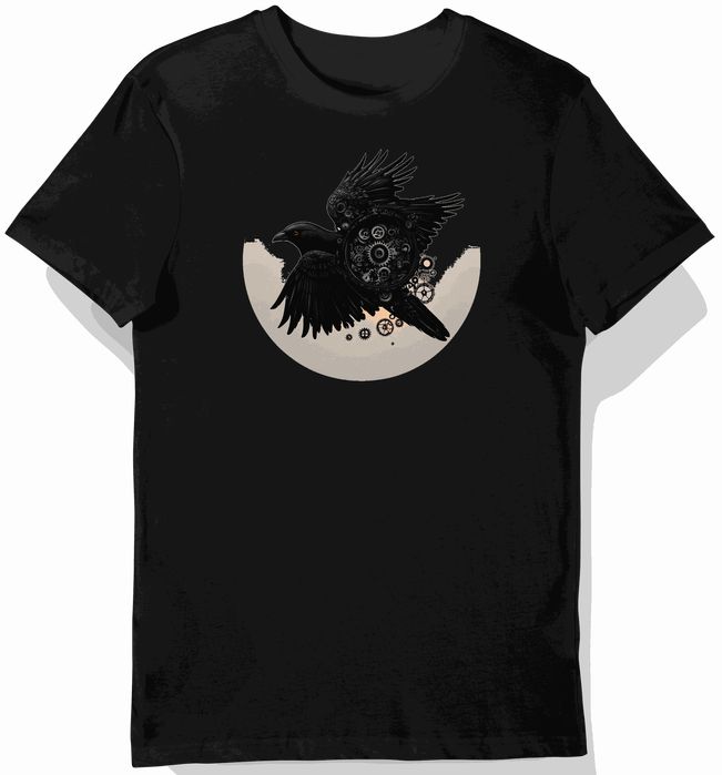 Koszulka męska czarna z motywem mechanicznych ptaków 3XL