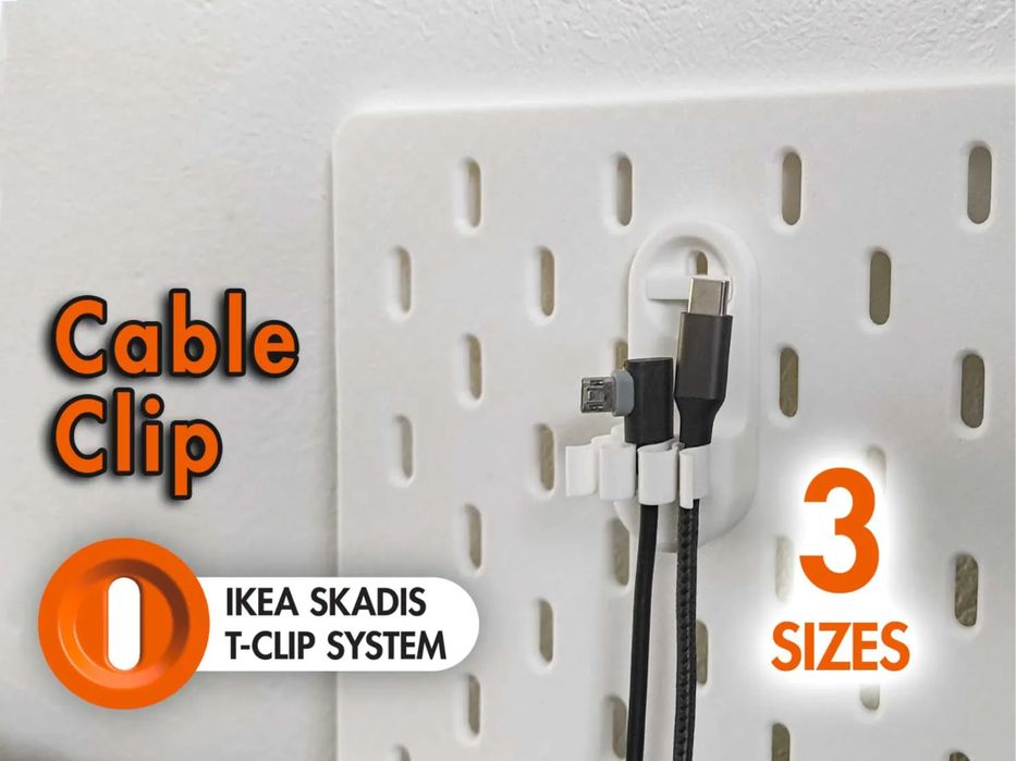 Clip de Cabos IKEA SKADIS (Sistema T-Clip) - 3 tamanhos