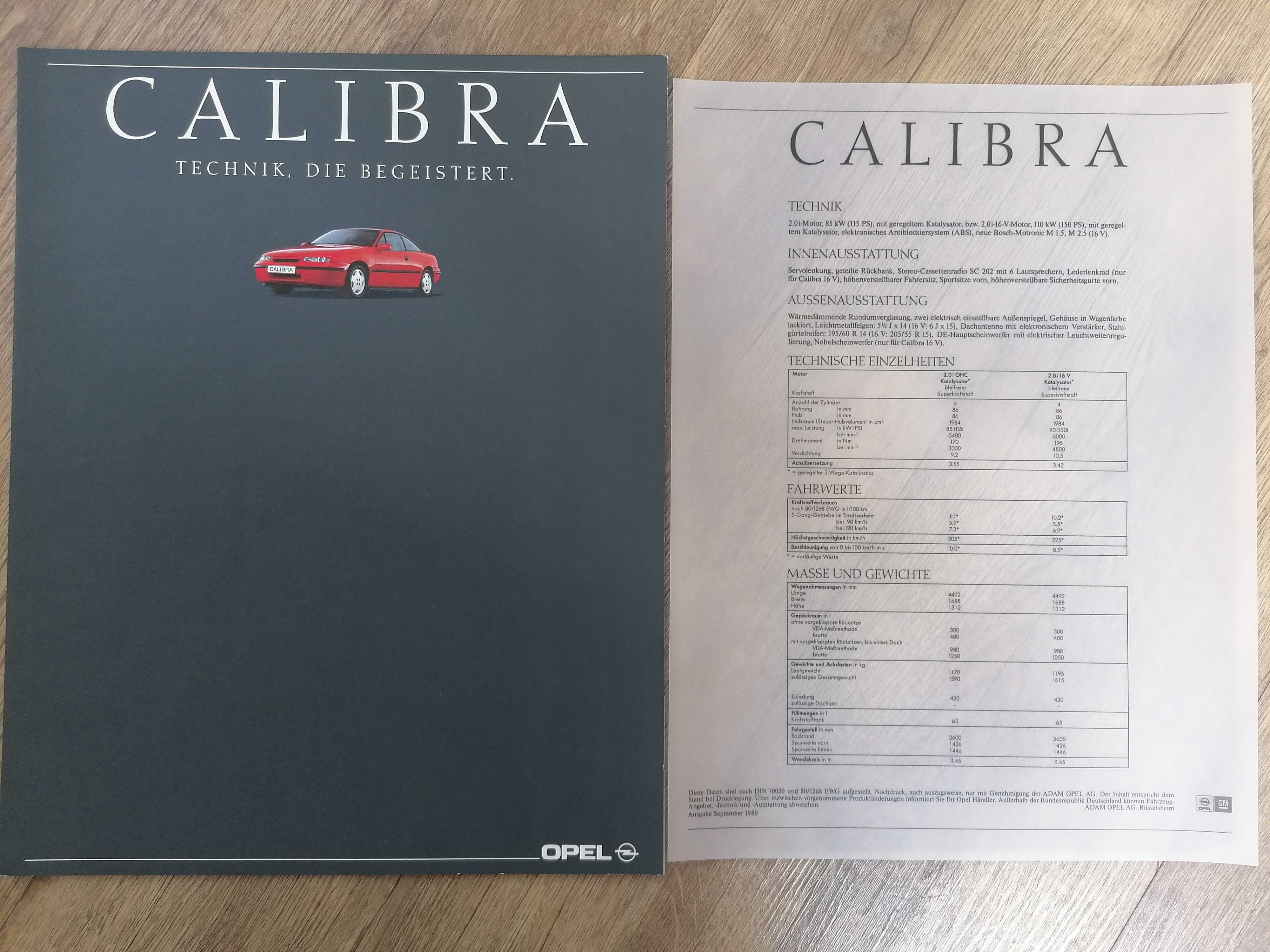 Prospekt Opel Calibra      Duży format