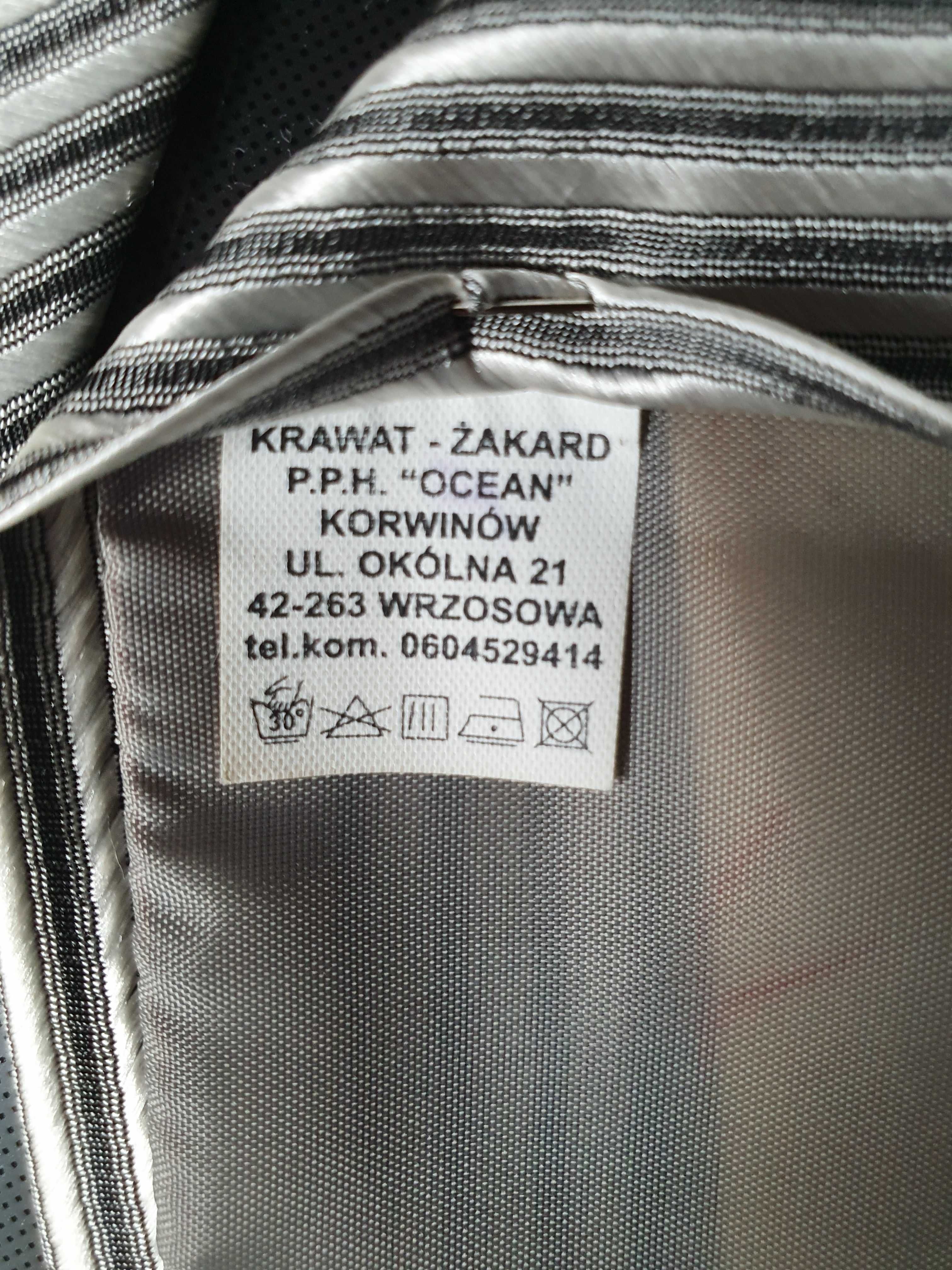 Krawat Mateo Collection srebrny szary skośne prążki (Z)