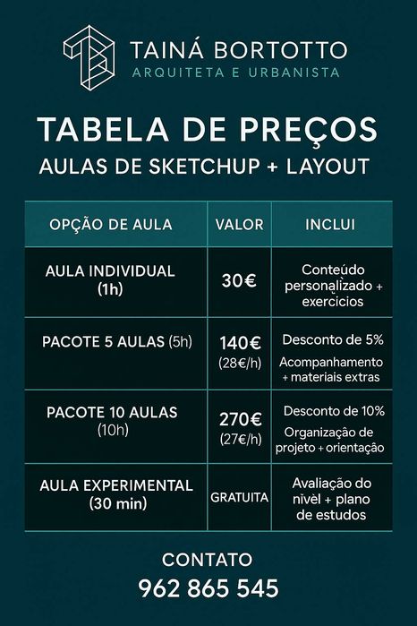 Aulas de SketchUp e LayOut Online – Aulas Personalizadas