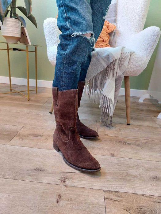 Замшеві сапоги козаки, розмір 38,5