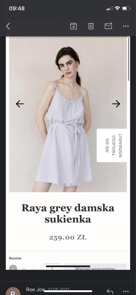 Roe&Joe sukienka Raya grey rozmiar M/L