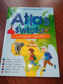 Atlas świata dla dziecka z naklejkami plakatem książka edukacyjna