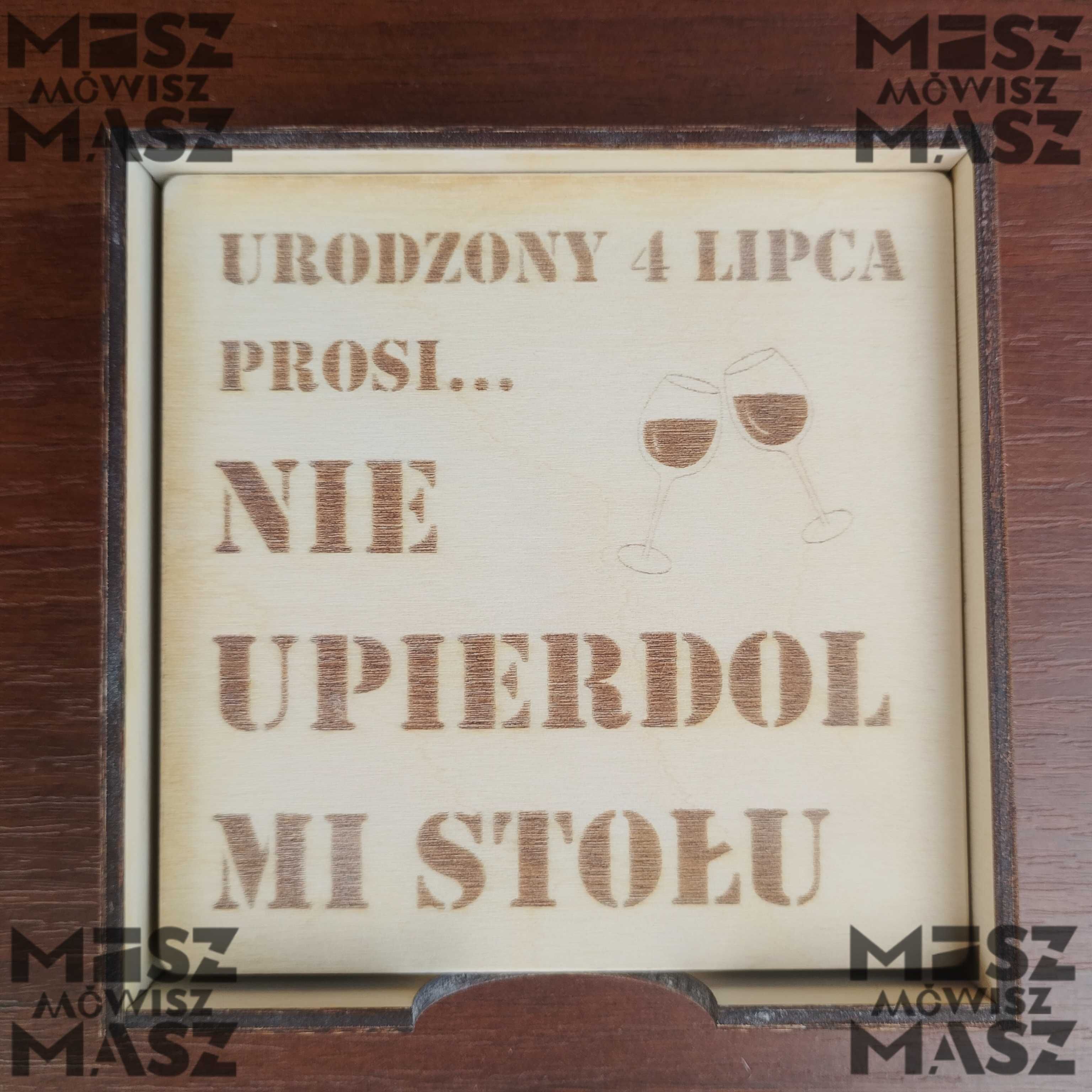 Podkładki pod kubek/szklankę 10x10cm, drewno grawer #MiszMówiszMasz