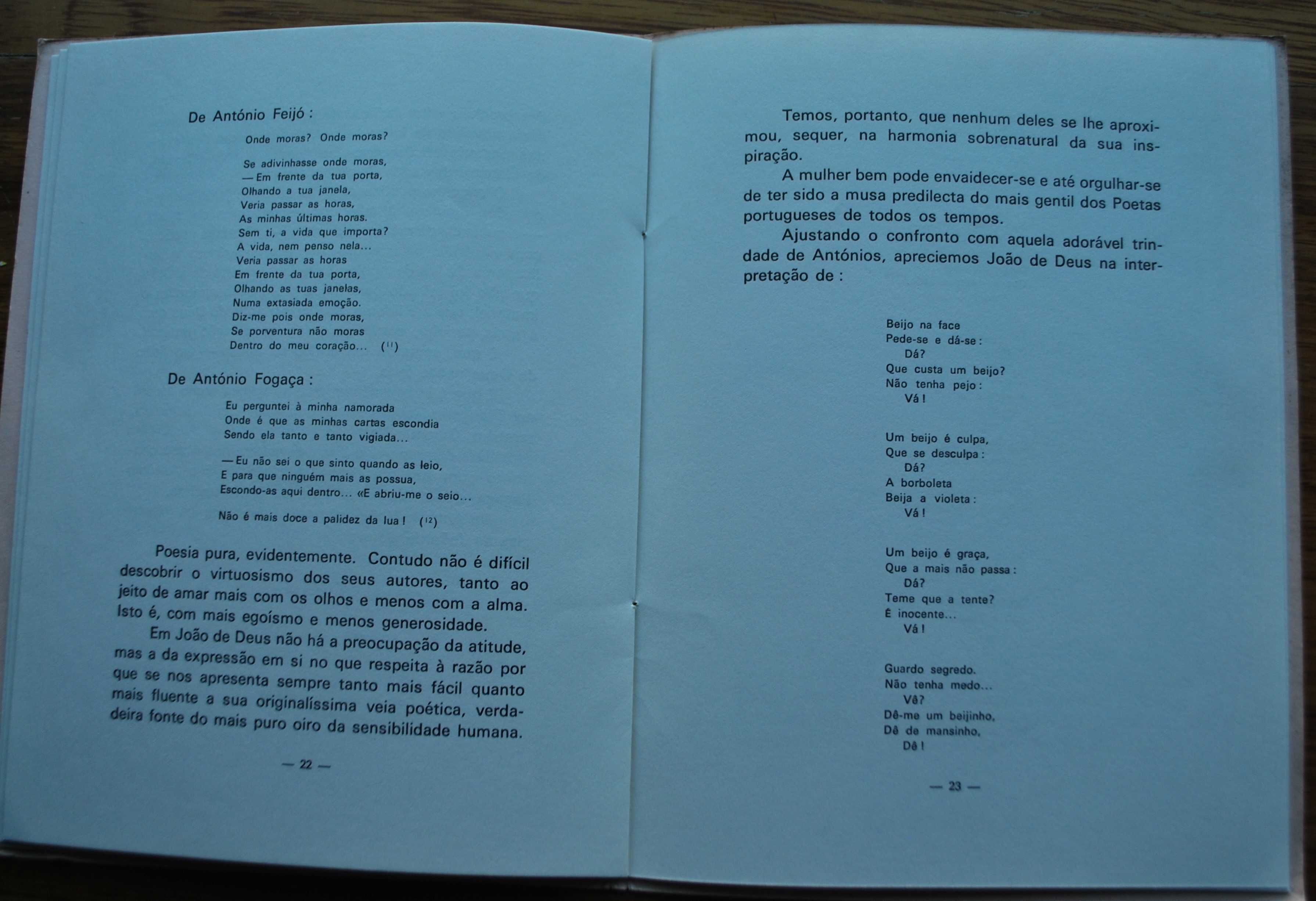 A Mulher na Poesia de João de Deus de Amélia Vilar - 1º Edição 1973