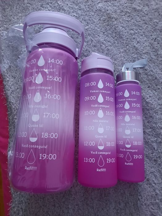Trio Garrafas Motivacionais Rosa