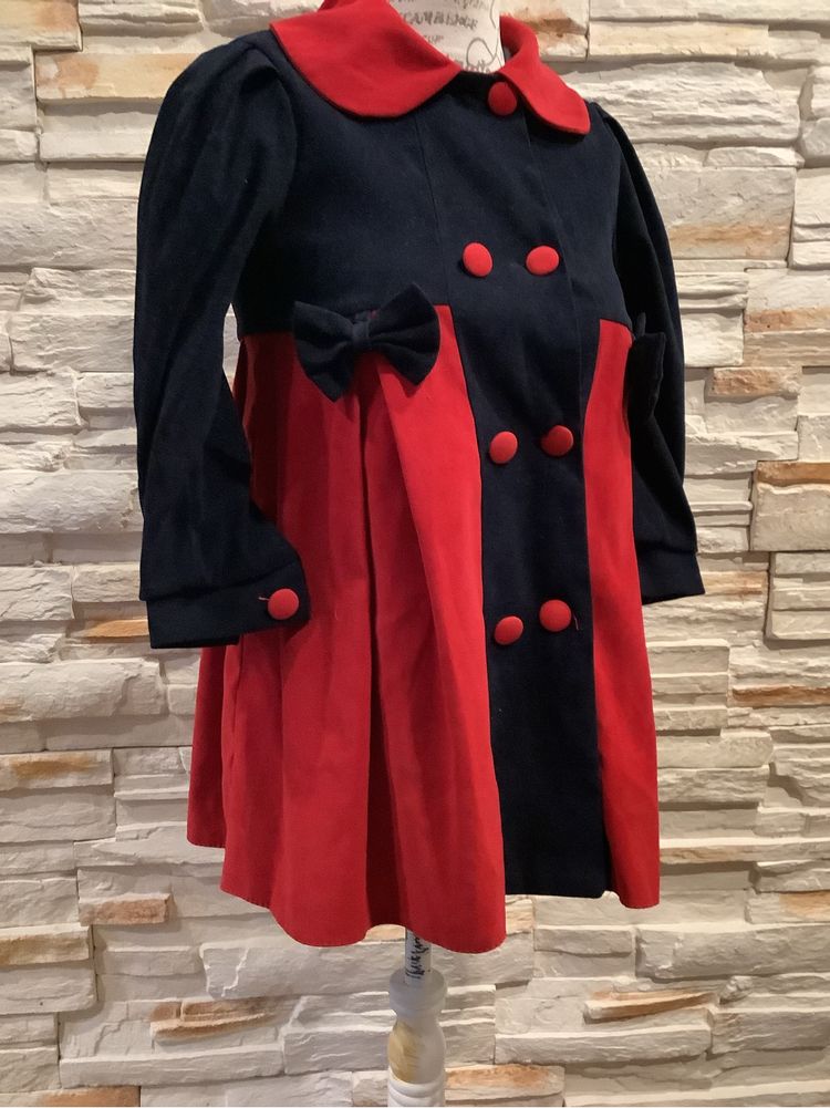 Granatowo czerwony płaszcz przejściowy dla dziewczynki 8-9 lat  Pa.Wa.