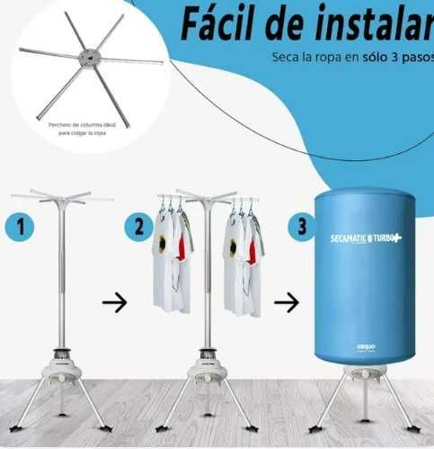Secador secamatic turbo de roupa portátil usando ar quente