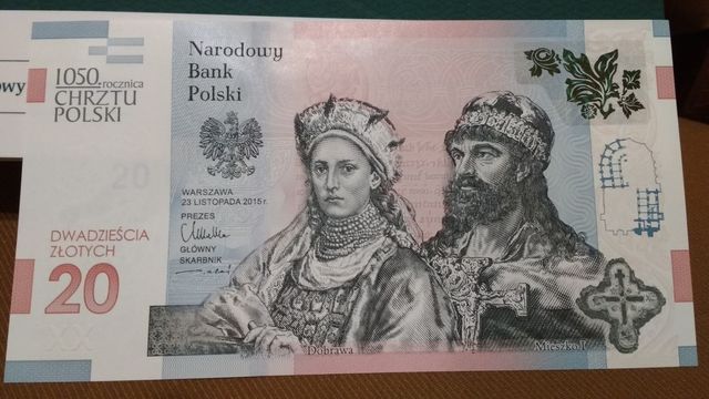 sprzedam banknot kolekcjonerski 20 zł 1050 rocznica chrztu Polski
