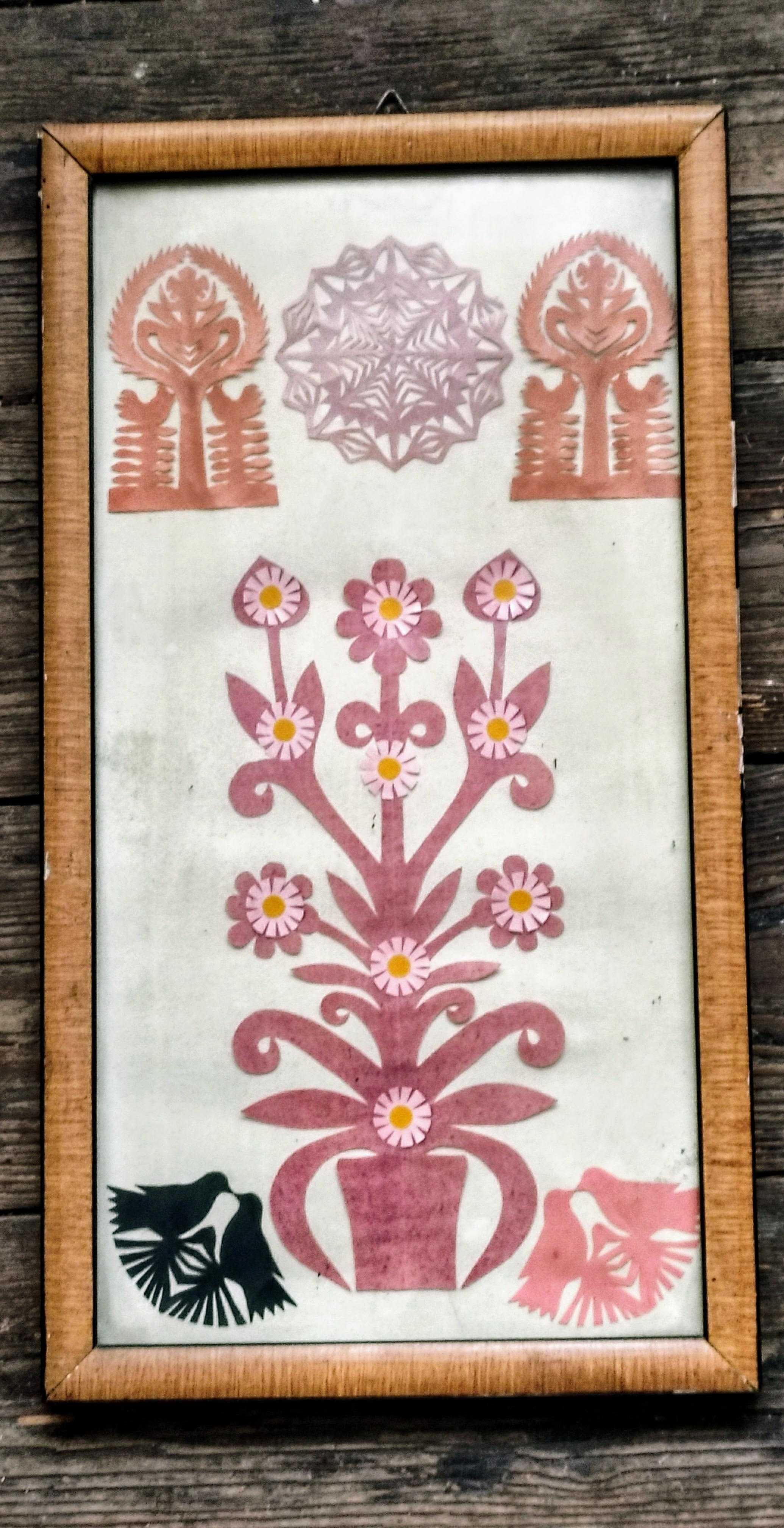 Stare wielokolorowe wycinanki łowickie z lat '80-tych ubiegłego wieku!