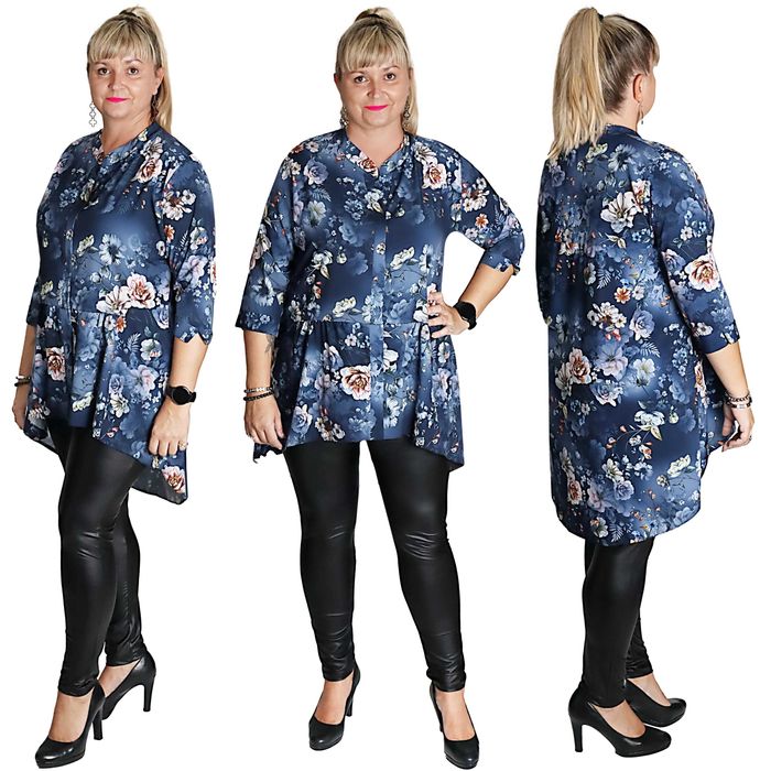 TUNIKA W KWIATY kolor GRANAT roz.50,52,54,56