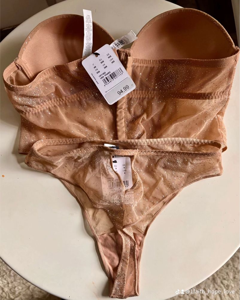 Tezenis Kpl gorsecik i stringi zloto cyrkonie 75C