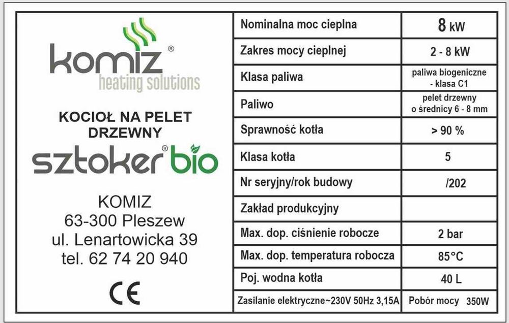 kocioł na pellet Sztoker BIO 8 kW - Maksimus