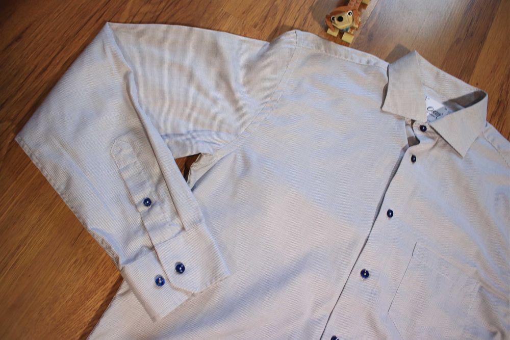 Koszula Oscar r. 40 szara męska dł rękaw bawełniana elegancka