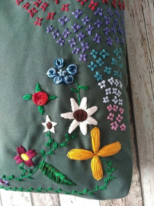 Torba na zakupy, haft ręczny