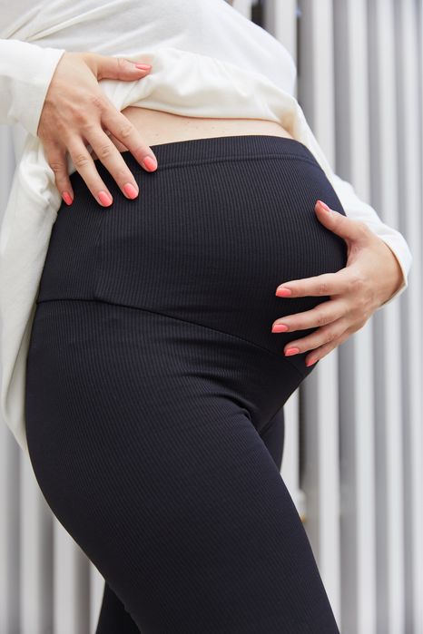 Лосини для вагітних в рубчик з начосом на зиму-осінь-весну