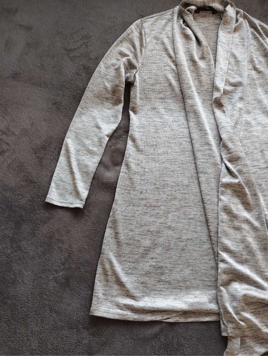 Długi sweter, kardigan, elegancki, szary, Collection London, roz. L