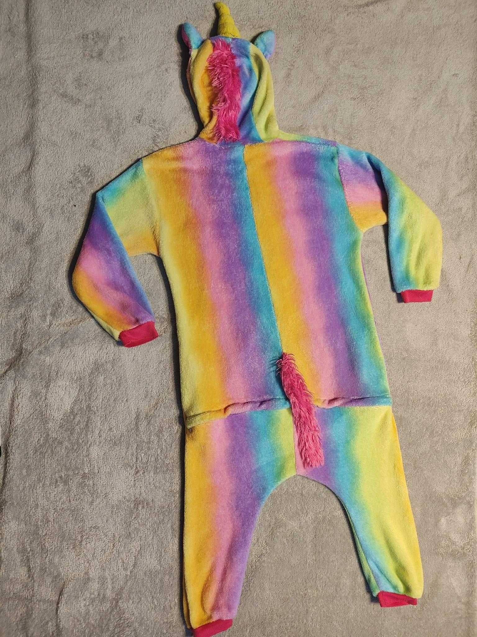 Jednorożec strój kigurumi tęczowy piżama dla dzieci 134-140 onesie