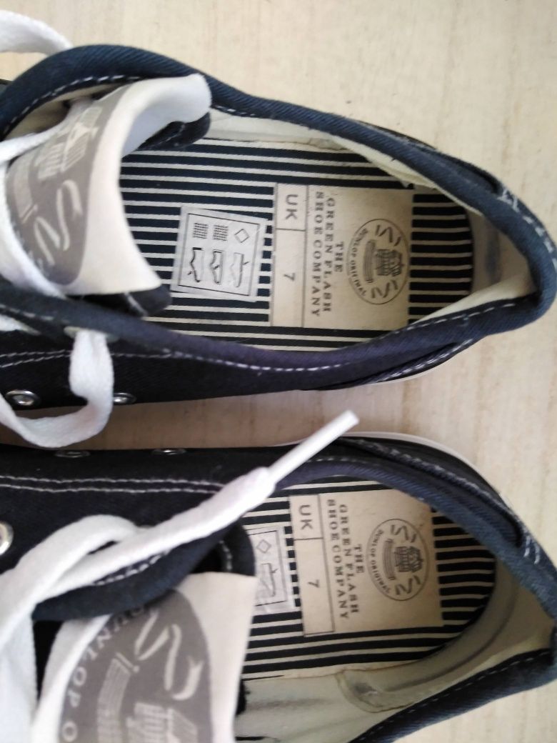 Trampki, Conwerse Tenisówki Orginal Dunlop granatowo białe
