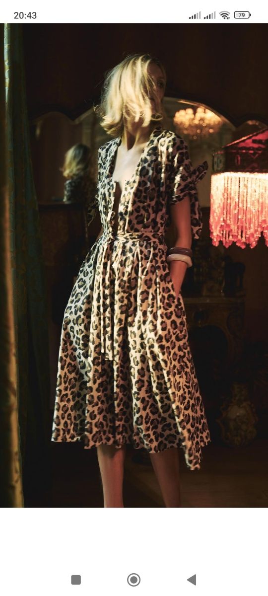 Sukienka Zara wiralowa Anja centki leopard panterka s 36 beżowa