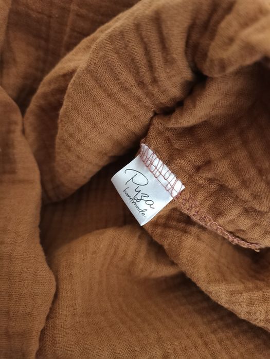 Brązowa bawełniana muślinowa sukienka świąteczna 86/92 pyza for baby h