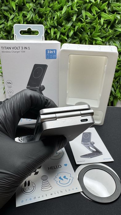 Стильна металева бездротова зарядка 3 в 1 Proove Titan