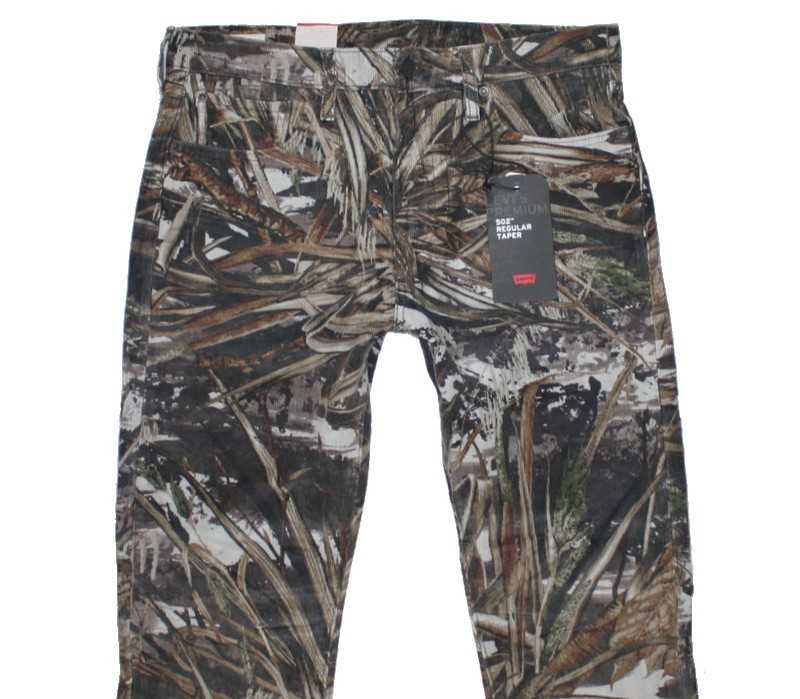 Sztruksy męskie Levi's 502 - moro kamuflaż nowe oryg. Levisy - W34/L30