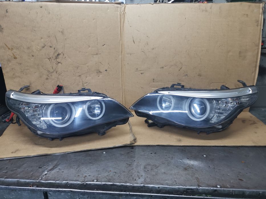 BMW E60 E61 lci lampy przód soczewka ringi xenon