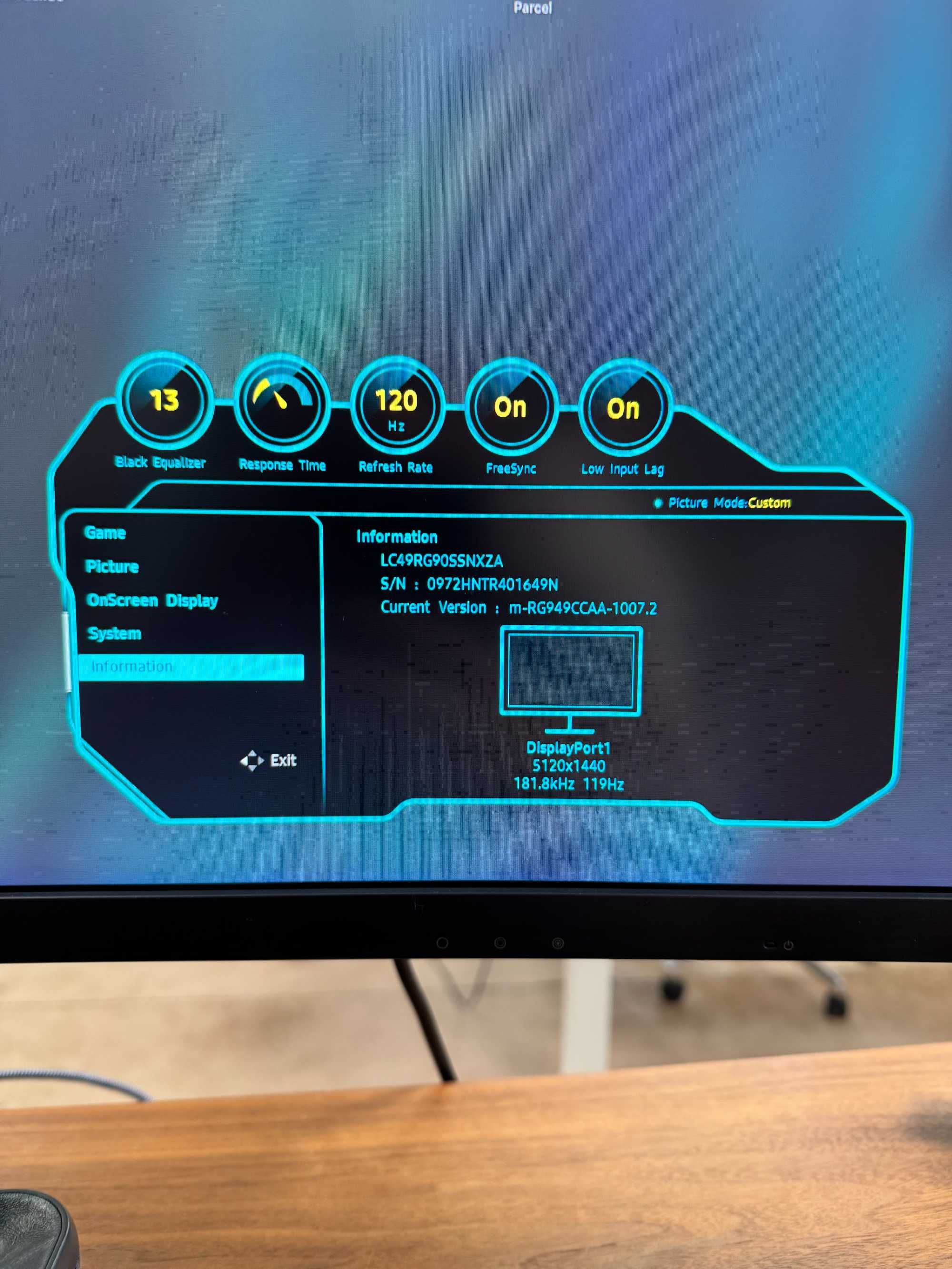 Monitor Samsung 49” Ultrawide QLED  120Hz – LC49RG90SSNXZA